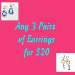 Buy any three earrings for $20.00